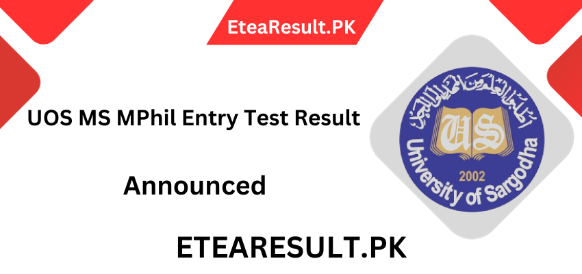 UOS MS MPhil Entry Test Result 