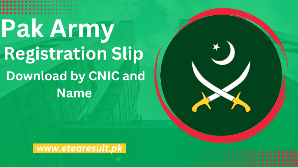 Pak Army Registration Slip 2023